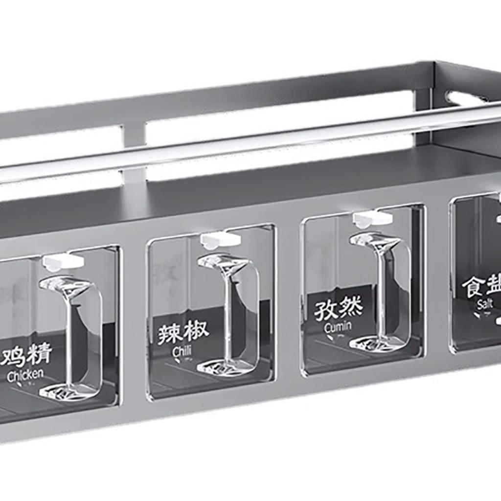 4 Compartment Seasoning Rack Multi Functional Wall Mounted Condiment Storage Rack for Home