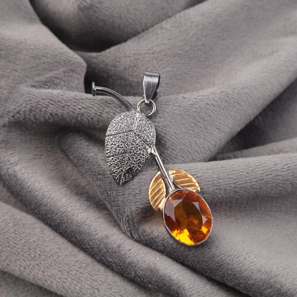 Yellow Citrine Pendant 925 Fine Silver Handmade Partywear Jewelry Birthday Gift PP-55-6