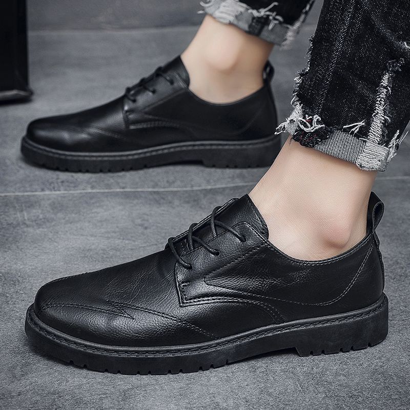 Round Toe Lace-up Low-top Men's Leather Shoes 2025 Trend Male Casual Shoe Classic Original New In Fashion Common Footwear Offer
