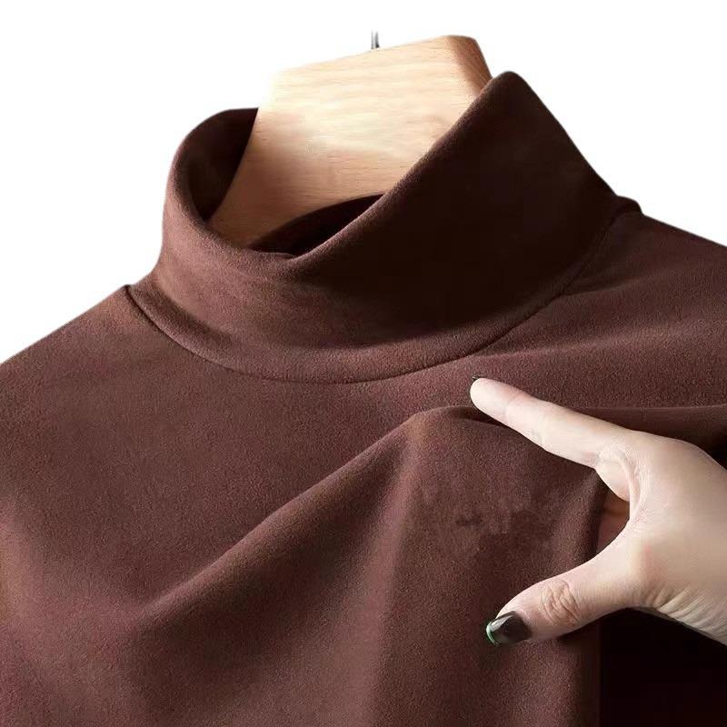 Men’s Double-Sided Fleece Long-Sleeve T-Shirt with Half-High Collar - Thickened Base Layer for Autumn/Winter