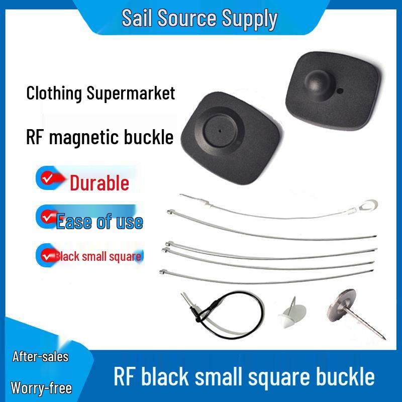 RF Anti-Theft Hard Tag for Clothing and Towels, Small Square, Black