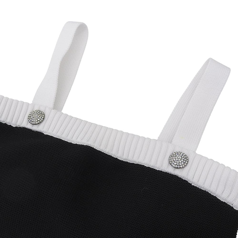 sheller Beautiful Bijou button knit bustier top, women's, black and white, size F (SL191040520) tops F Black WhiteUsed