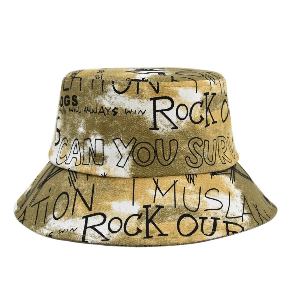 Tie Hat Fishermans Dyed Graffiti Big Eaf Simple  Fashionable Printed Pot Hat