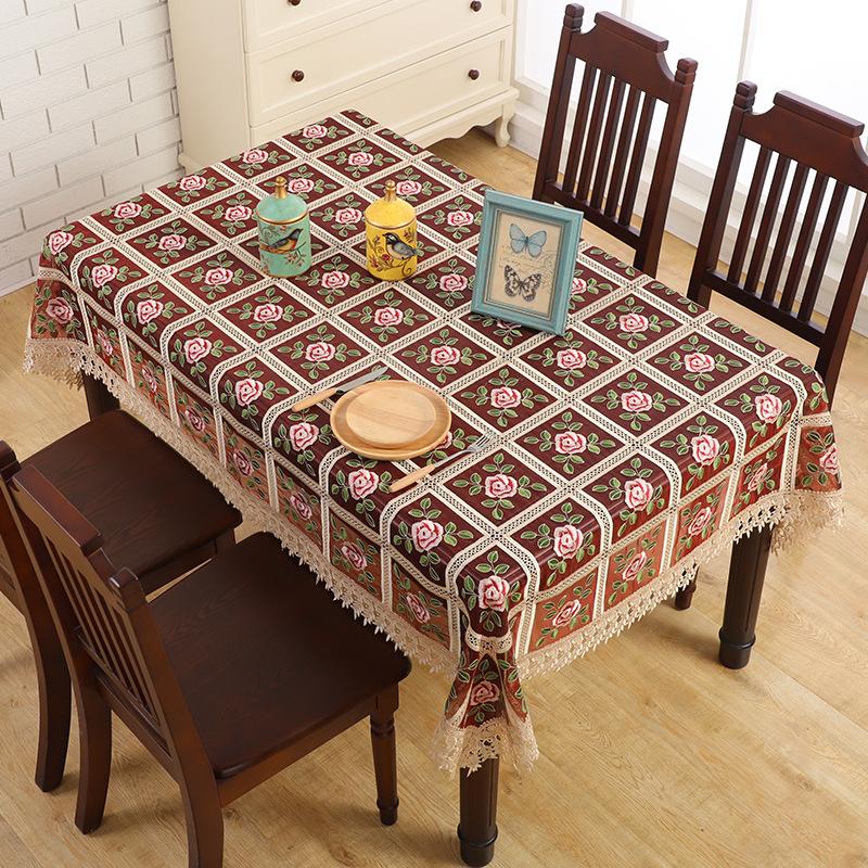 Pastoral Style Tablecloth Lace Hollow Embroidery Picnic Tablecloth Beautifying Living Room Coffee Table Decoration Long Tablecloth