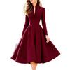 European and American women's clothing 2026 spring and summer fashion temperament V-neck lace-up waist satin long-sleeved dress