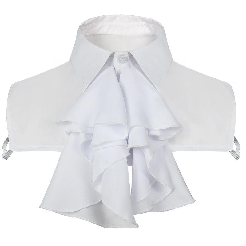 Women Men Detachable Ruffled Lace Jabot Vintage Victorian Fake Collar Exotic Cosplay False Neck Choker Clubwear Steampunk Collar