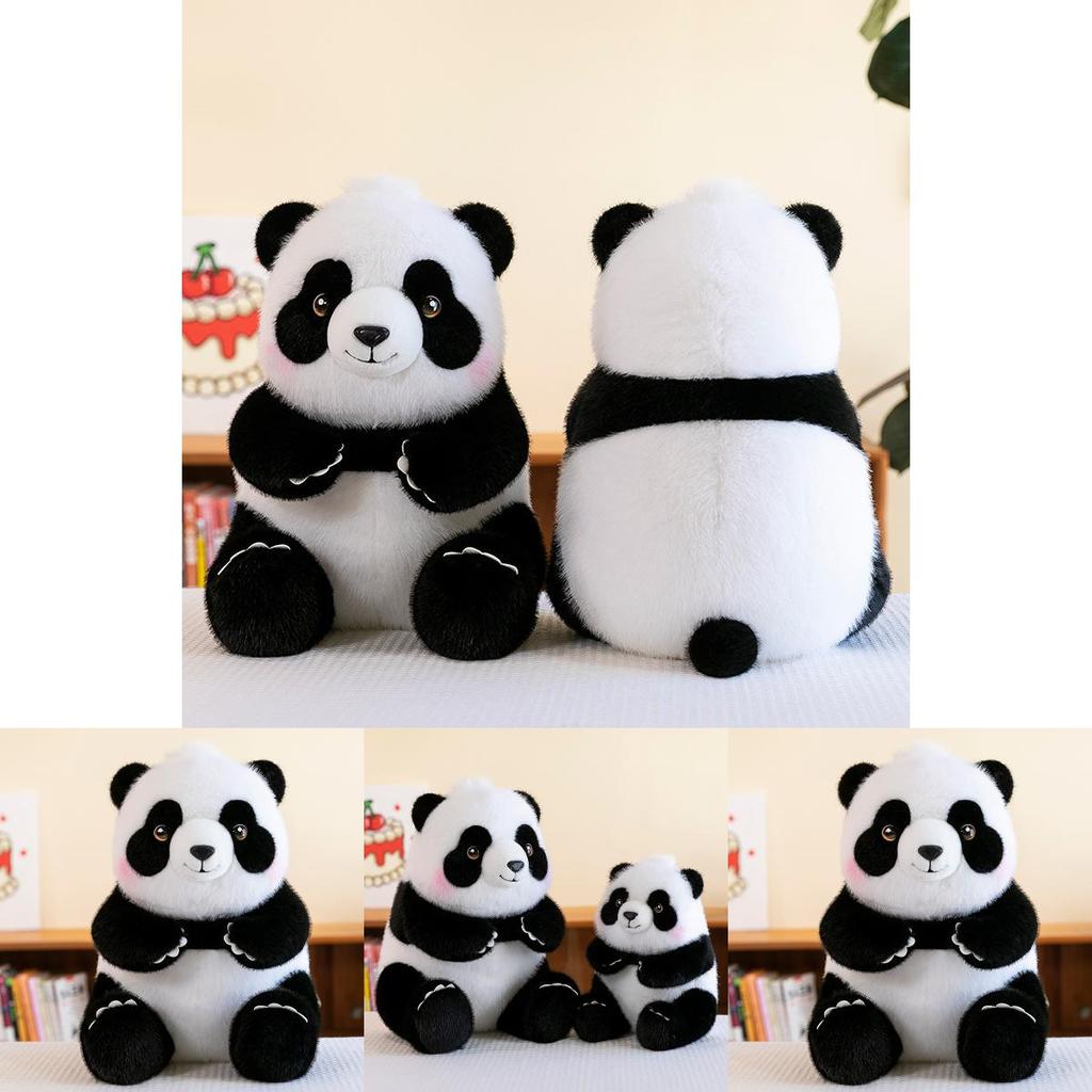 Panda Plush Toy With Pp Cotton Filling Soft Short Fur Stuffed Animal Gift For Kids