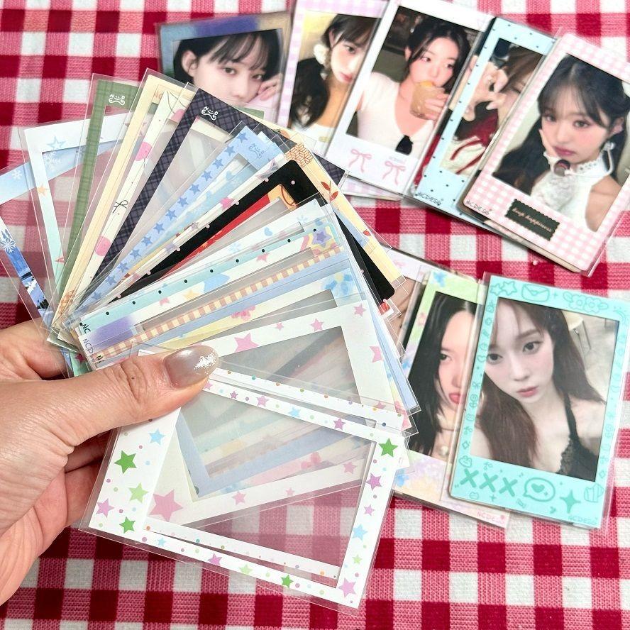 10/30/50pcs 3inch Photo Frame Paper Stickers with Protective Sleeves for Scrapbooking Kpop Idol Photocard Decor Stationery