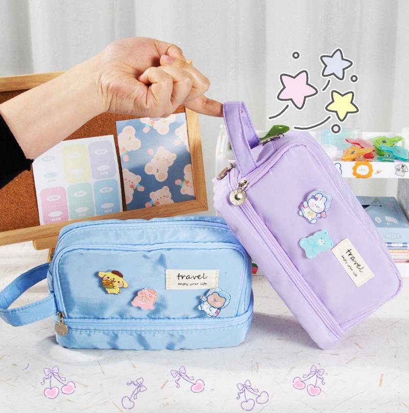 Double Layer Simple Stationery Case Large Capacity Student For School Kids Office