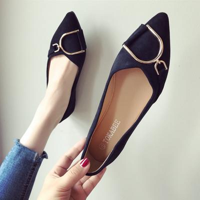Mode Ballerinas Damen Neu Mode Sommer Herbst Neu Wildleder Oberfläche Flacher Mund Spitzschuh Große Größe Damenschuhe