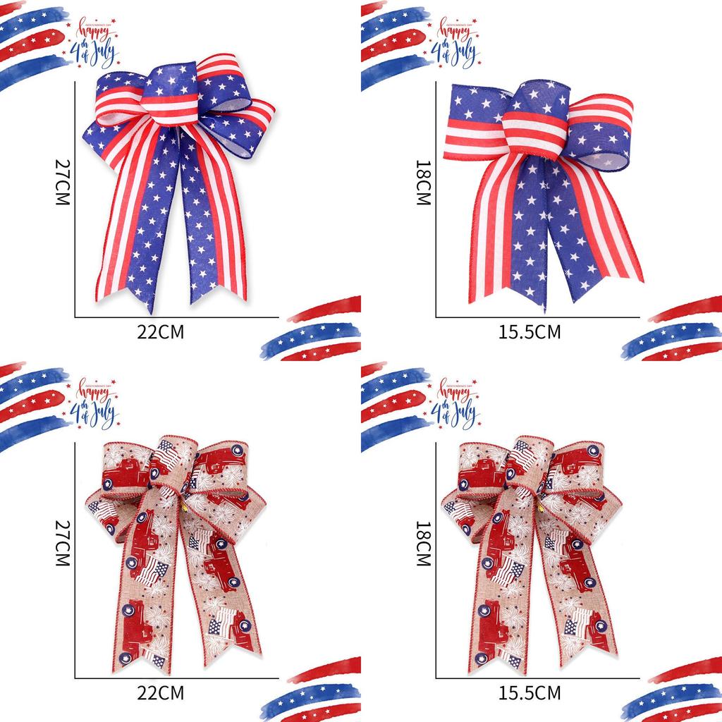 New Festive Independence Day Bows Decorative Stars Stripes Colorful Hanging Ornaments