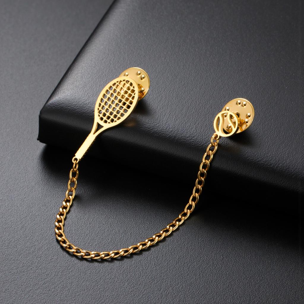 Cazador Stainless Steel Tennis Racket Ball Trendy Lapel Pins Brooch for Women Men Badges Jewelry Tennis Enthusiasm New Gifts