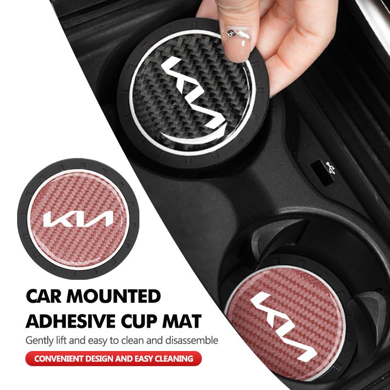 MYMX8 1/2pcs Car Silicone Coasters Water Cup Pads Non-Slip Mats For KIA Stinger Optima Cerato Soul Venga Forte Spectra Sedona
