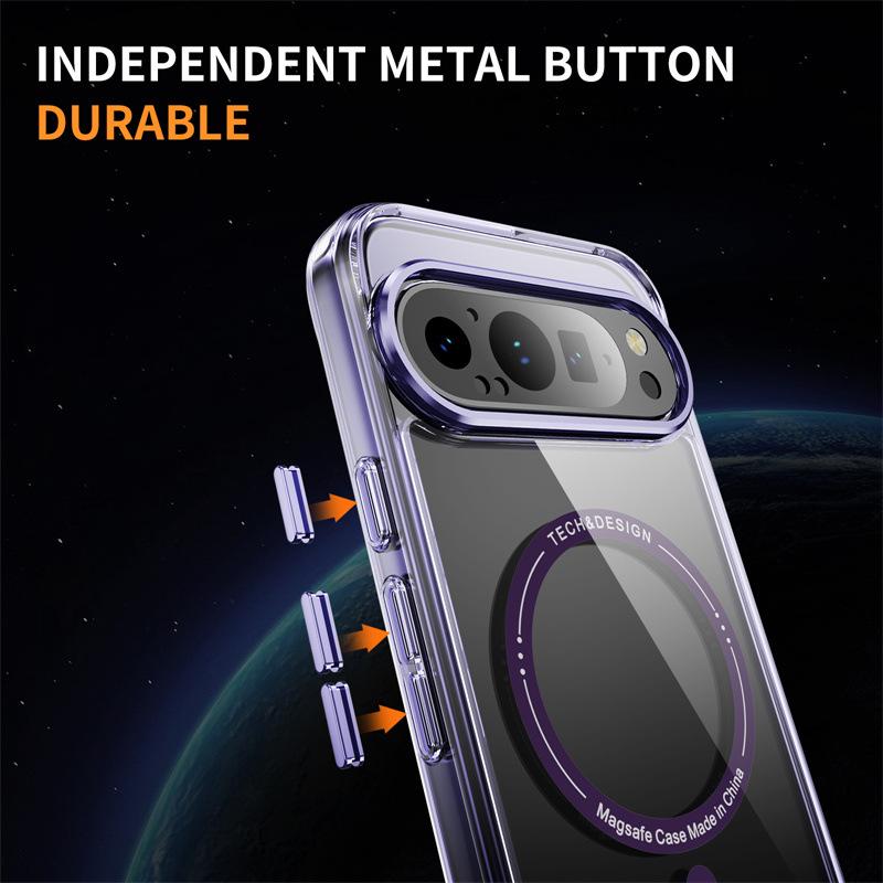 Magnetic Transparent Phone Case for Google Pixel 8, 9, 9A, 8 Pro, 10 Pro, 10 Pro XL