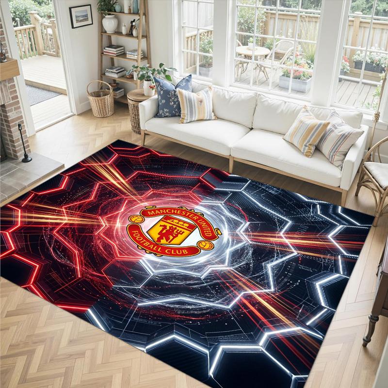 Manchester United Design Crystal Velvet Carpet Cozy Non?Slip Printed Rug For Bedroom Living Room Entrance