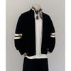 Men's Trendy 2025 Autumn/Winter Stand Collar Color Block Stripe Knit Zipper Cardigan Sweater Jacket