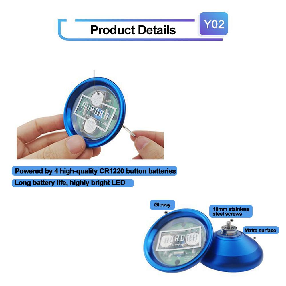 MAGICYOYO Svarar inte YoYo Aluminiumlegering Professionell Yoyo-boll med LED-ljusskyddsborttagare