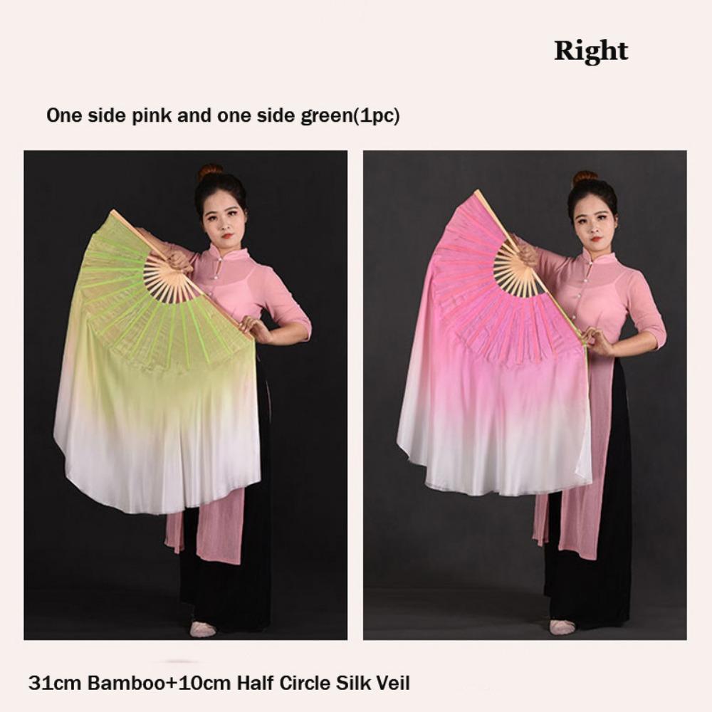 Dancer Practice Pairs Yangko Dance Bamboo Fans Hand Dye Adults Fan  Kid Women