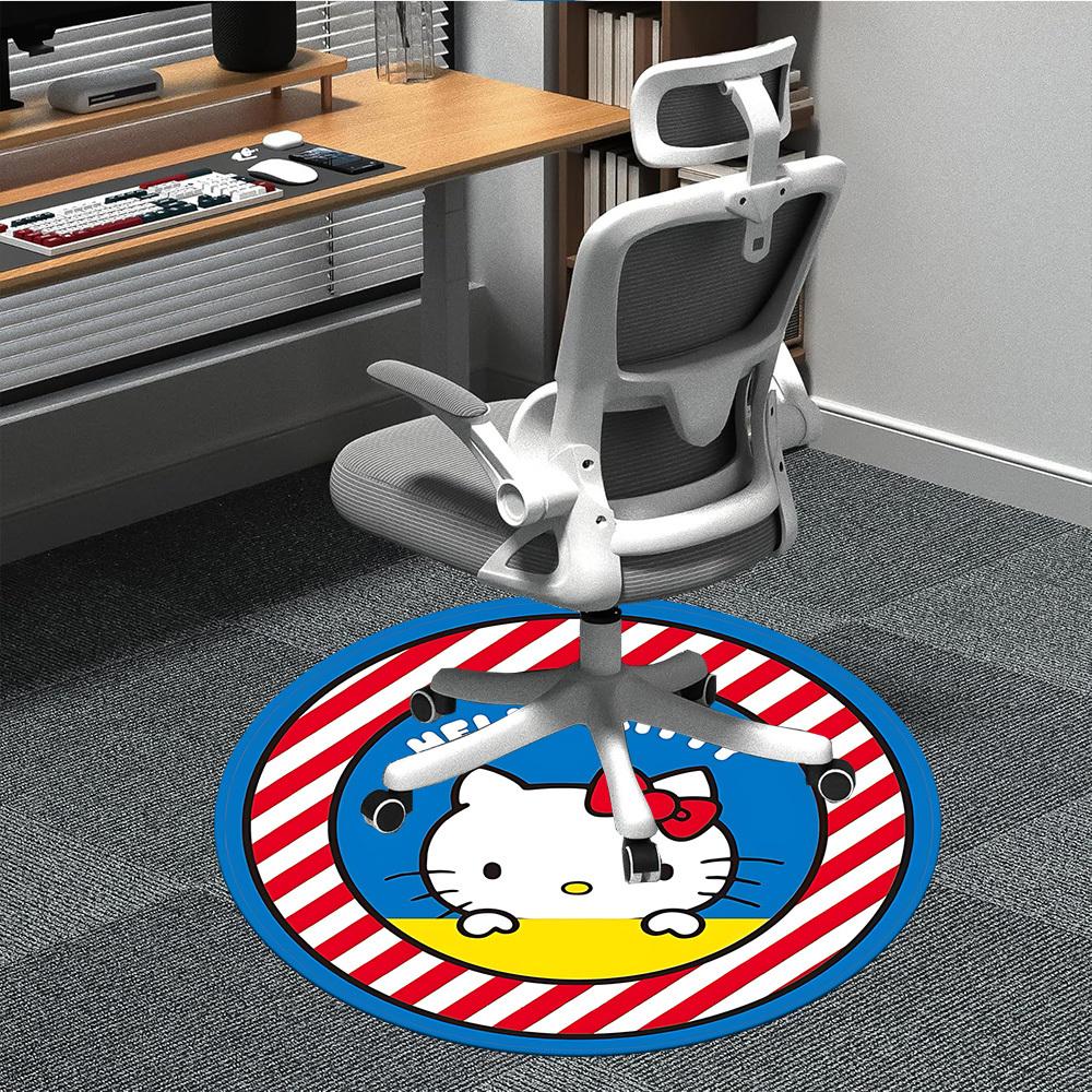 

Hello Kitty Office Round Area Rug, Indoor Mat Suitable For Office, Under Office Chairs Bedroom Living Room Home Decor, Room Deco168 80cm by 80cm
