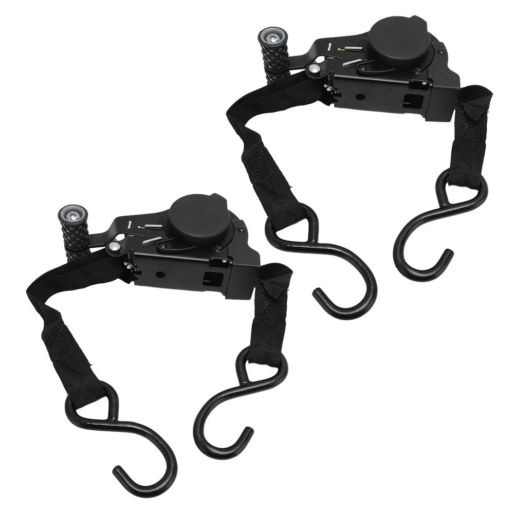 2pcs Balck Auto Ratchet Strap Self Winding Luggage Fixing Strap Durable Tie Down Strap  Trailer