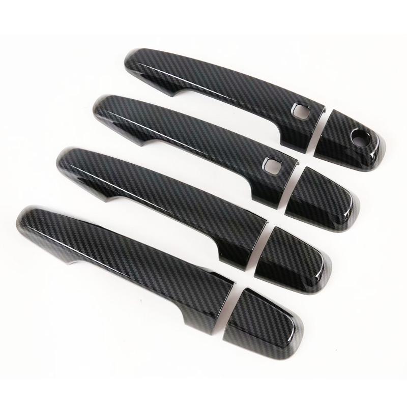 Black carbon fibre car side Door Handle Covers Trims For Mitsubishi pajero sport montero shogun 2016- 2017 2018