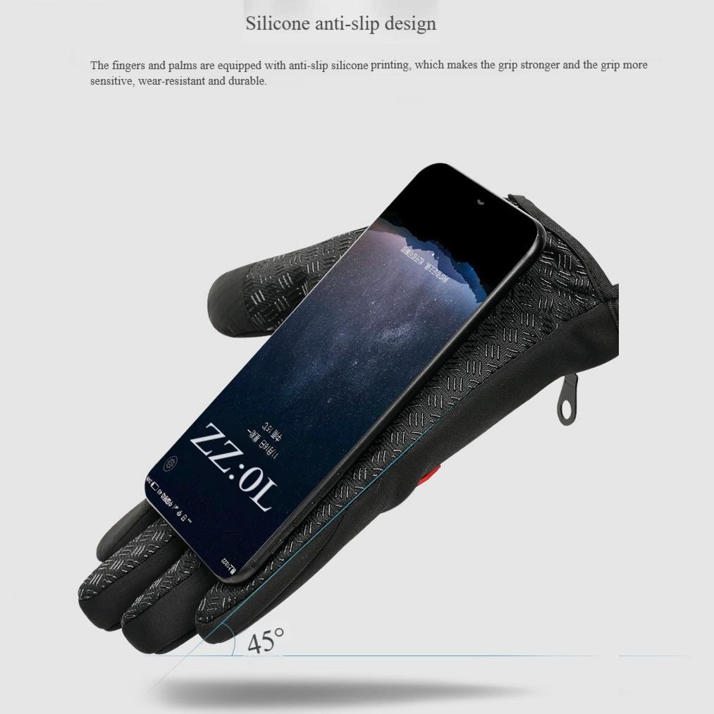 Men Women Cycling Winter Warm Sport Gloves Touchscreen Outdoor Fishing Splash-proof Skiing Snowboard Nonslip Zipper Gloves