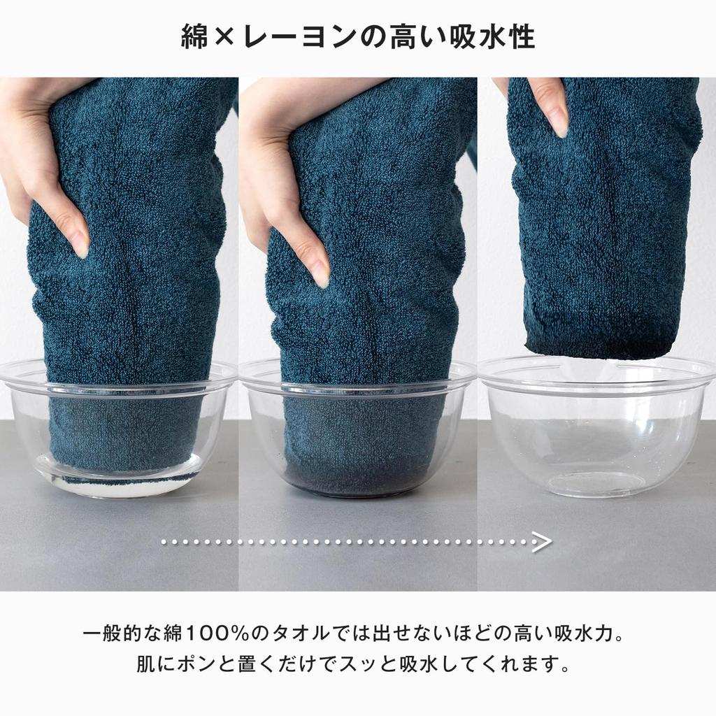 Bloom Jovia Senshu Handdoek Badset van Katoen x IJs Japans Gemaakte Handdoeken, 2, Dik, Premium, Pluizig, 100% (Marinegrijs)