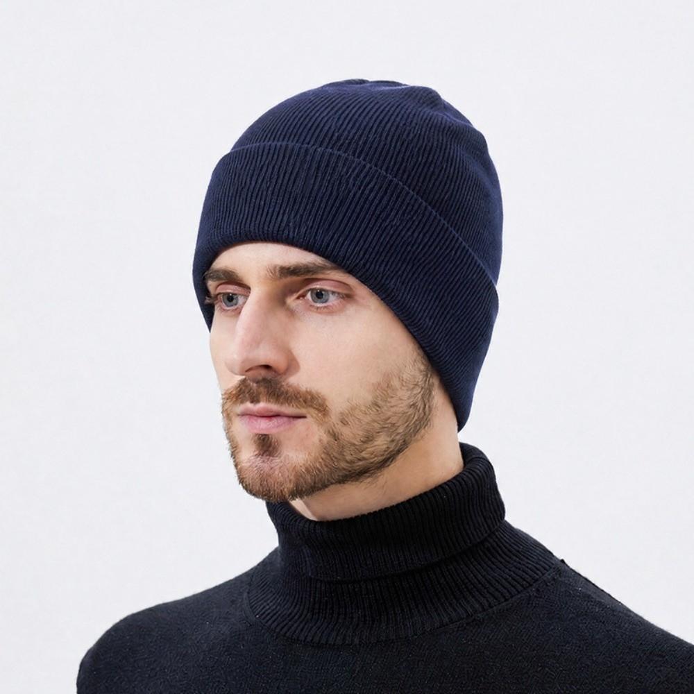 Stretch Knitted Winter Hat Solid Color Pullover Hat Neck Warmer  Outdoor Cycling Skiing