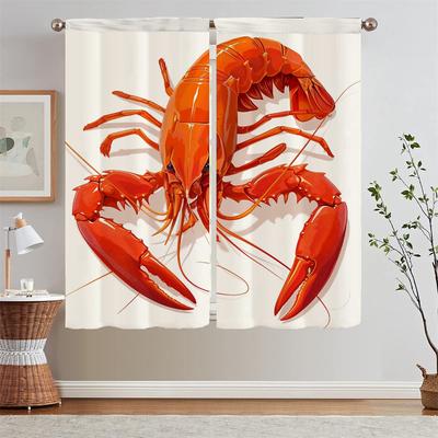 Tiny Lobster Kitchen Curtain Tiebacks White Curtains for Living Room Black Out Curtains Blackout Curls Window Blinds Tentacles