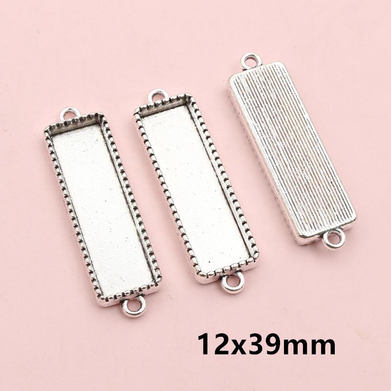 10pcs Double Loops Connector Pendant Cabochons Blank Base Settings Tray Heart Sqaure Rectangle Oval DIY Jewelry Findings