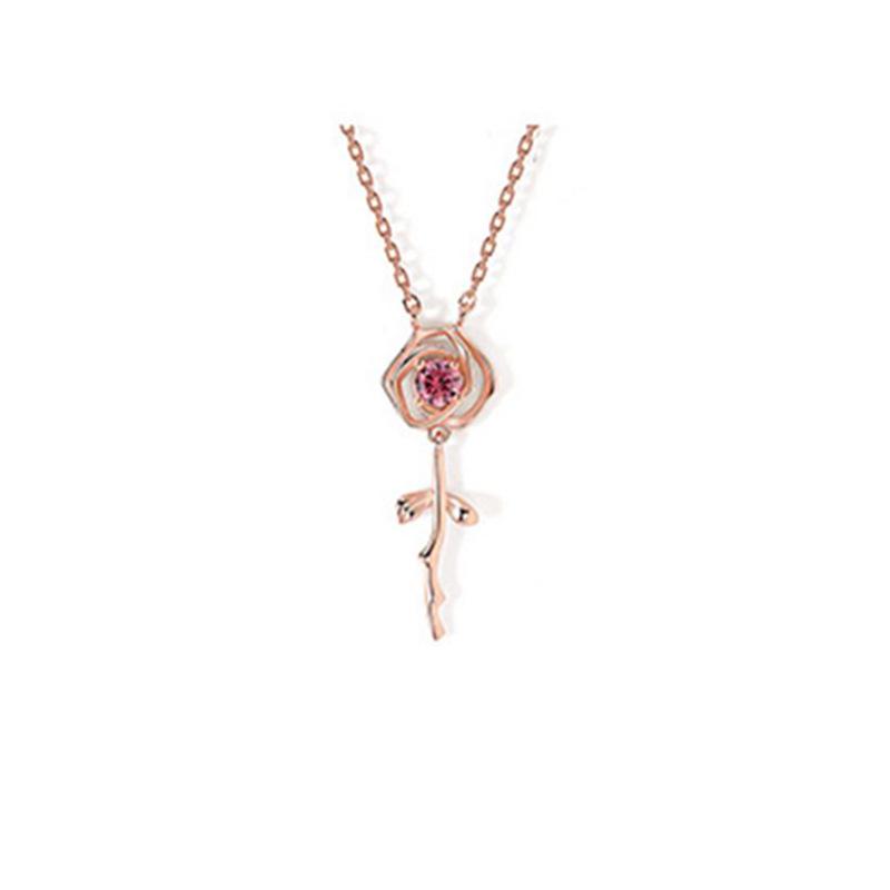 

925 Sterling Silver Little Prince Rose Pendant Necklace for Women - Perfect Gift for Birthdays and Christmas 925 Silver