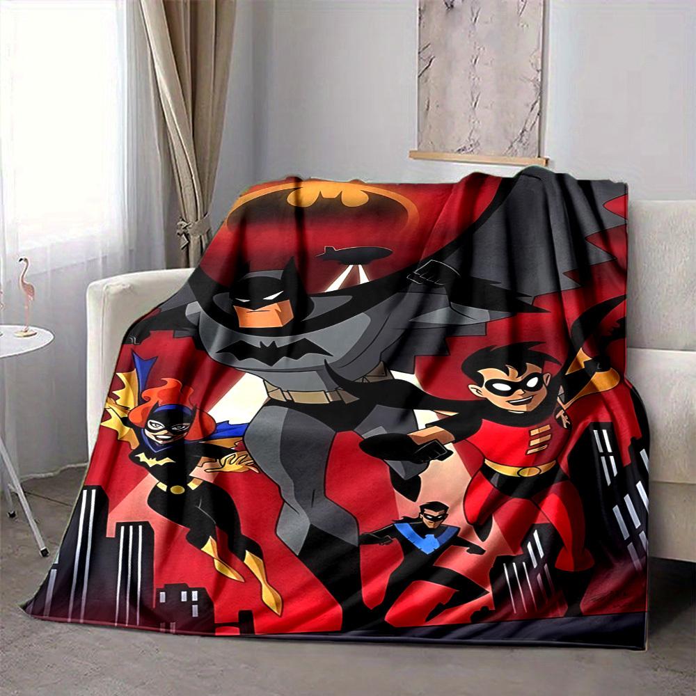 

1pc Superheroes Gotham Flannel Throw Blanket - Lightweight Soft Warm All-Season Blanket for Sofa, Bed, Travel, Camping L1029154 80x120cm