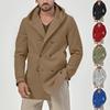Men's Mid Length Lapel Hooded Trench Coat, Composite Spacer Fabric Double Breasted Casual Jacket for Spring Autumn