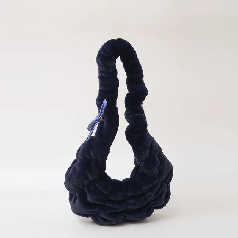 Soft Faux Fur Crossbody Bags for Women 2024 Winter Designer Korean Fashion Handbags New Trend Warm Shoulder Bag