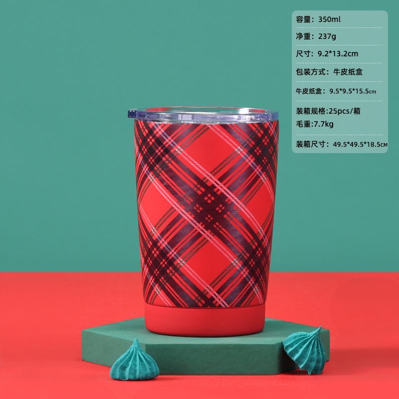 Stainless Steel Thermos Cup, Coffee Cup, Christmas Red Set, Large Capacity Handle Outdoor Sports Water Cup