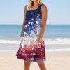 Women's Stylish Casual Independence Day Print Cuffless Pocket Dress