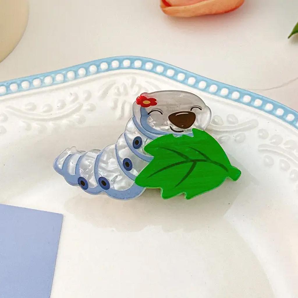 1pc Creative Snail Caterpillars Silkworm Grip Clip,cute Animal Acetate Hairpin Fun Pan Hair Shark Clip