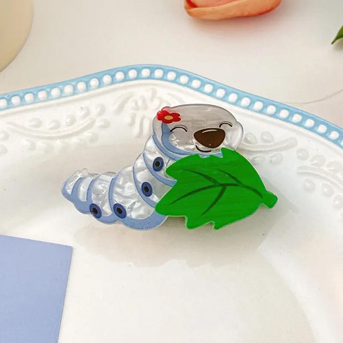 

1 шт. Креативная заколка-краб в виде улитки, гусеницы, шелкопряда, милая животная ацетатная заколка, забавная заколка-парикмахерская акула