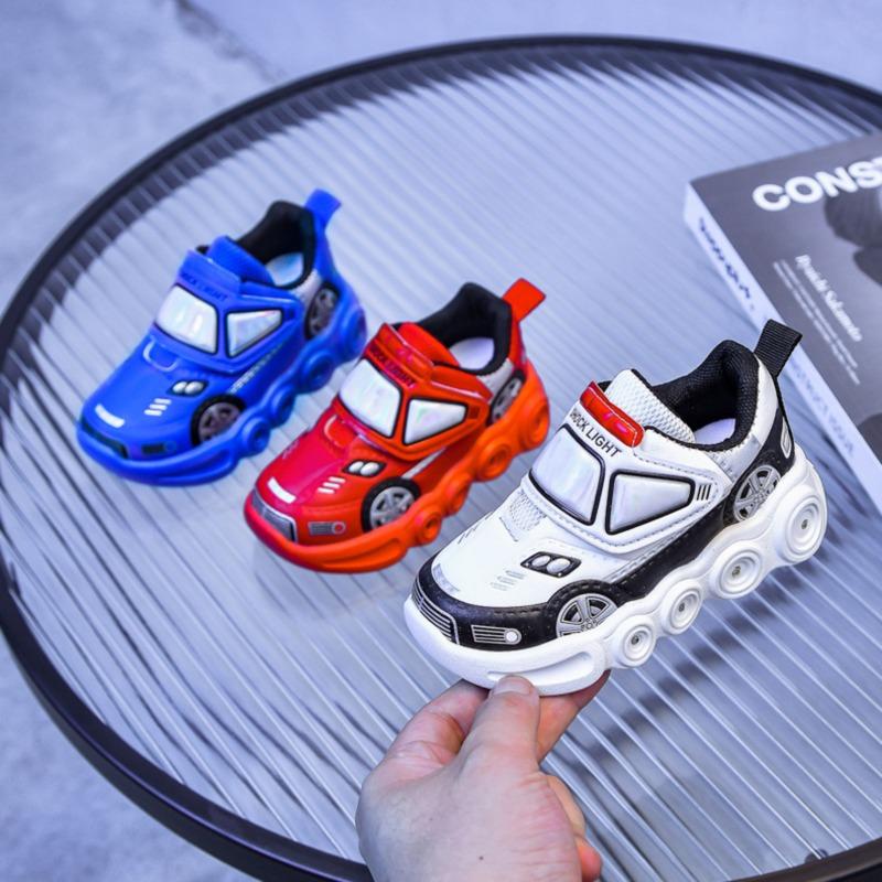 Children's LED Light-Up Sports Shoes Sneakers for Toddlers & Young Kids, Cartoon Athletic Footwear for Boys & Girls