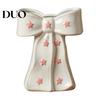 Dried Flower Holder Ceramic Bow Vase with Star, Decorative Flowers Vase, Creative Romantic Home Accessories Arrangement for Living Room Table