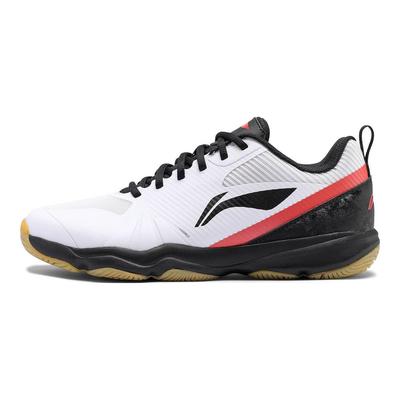 Li Ning CS16 Pantofi de Badminton cu Talpă Joasă, Antiderapanți, Rezistenți la Uzură, Unisex, Alb Negru Roșu AYTS057-2