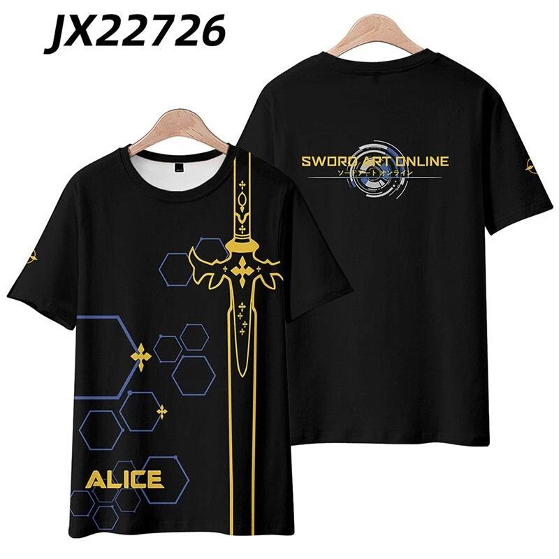Sword Art Online Asuna Kirito SAO Anime Manga Short Sleeve T-Shirt Tee Polyester 3XL
