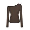 Pure Desire Slim Fit Off-Shoulder Long-Sleeve T-Shirt for Women - Versatile Early Autumn Top