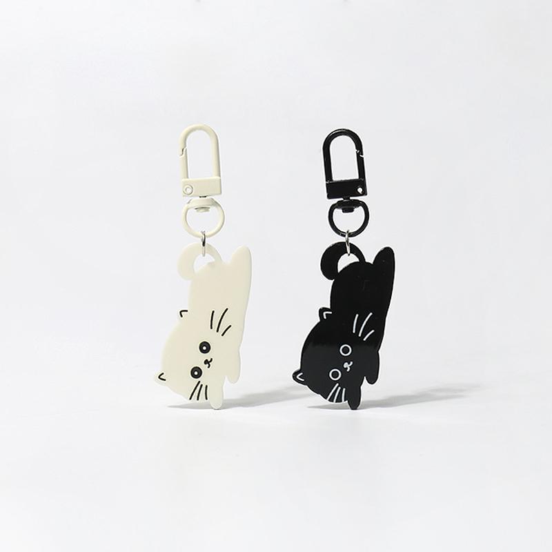 Simple Cute Acrylic Cat Car Keychain Pendant Backpack Pendant Cartoon Daily Versatile Hanging Jewelry Accessories