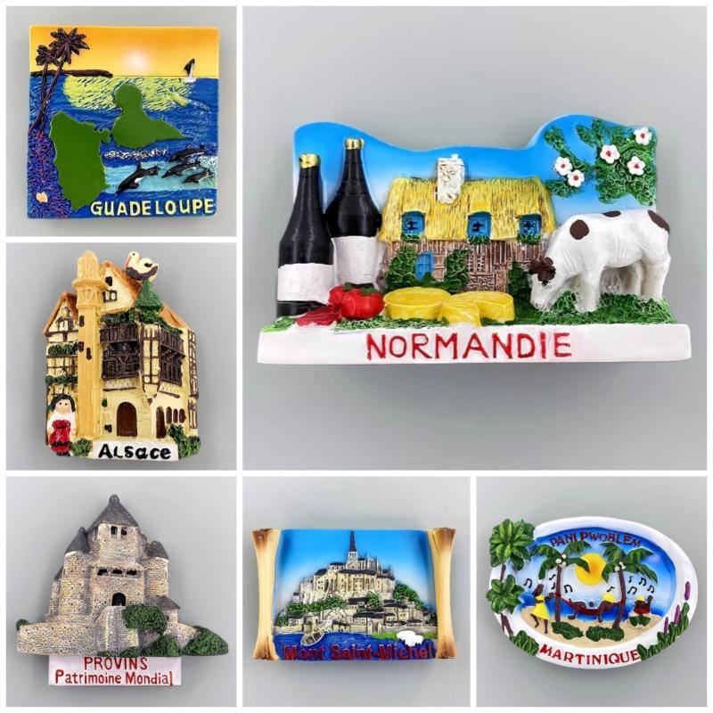France Refrigerator Stickers Mont-Saint-Michel Souvenirs Normandie Alsace Guadeloupe Provins Tour César Fridge Magnets Gifts