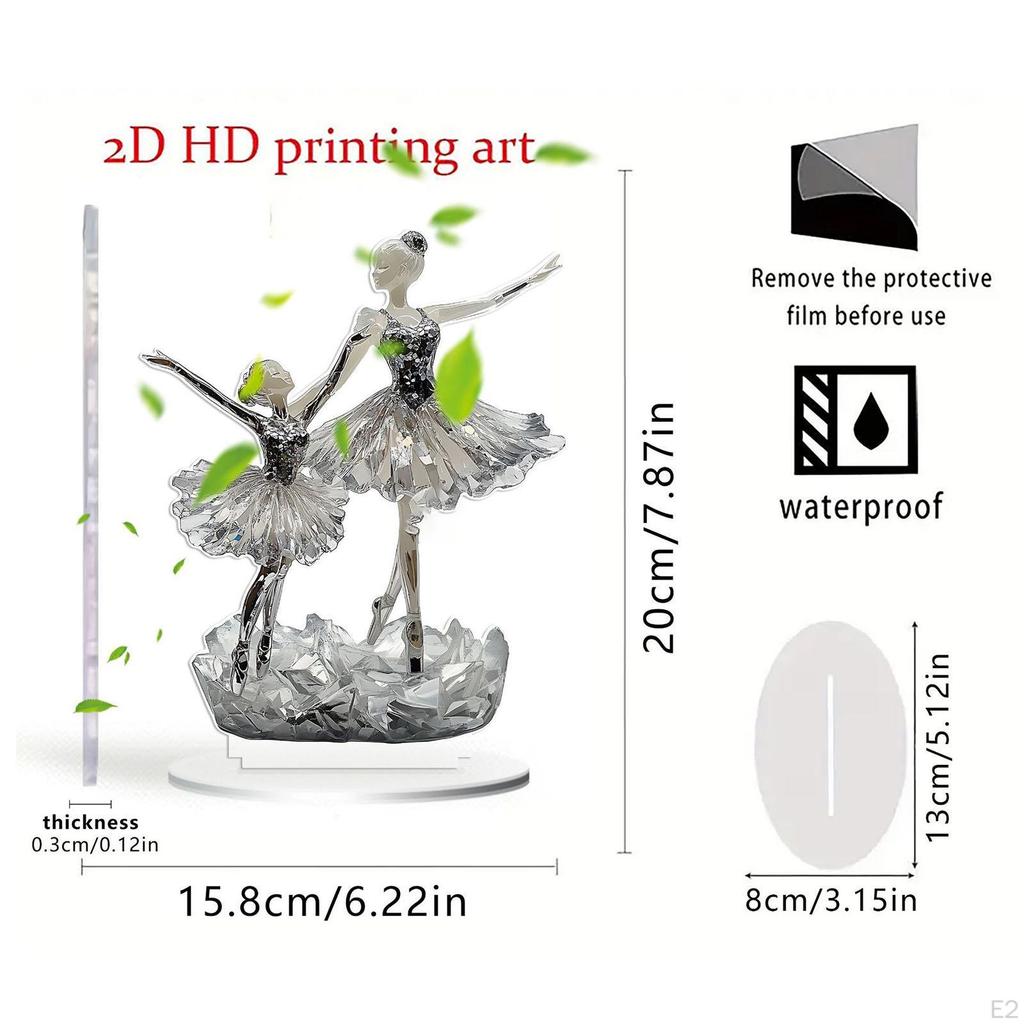 Ballet Dancer Acrylic Display Plaque for Desktop, 2D Flat Design, Gift Home Study
