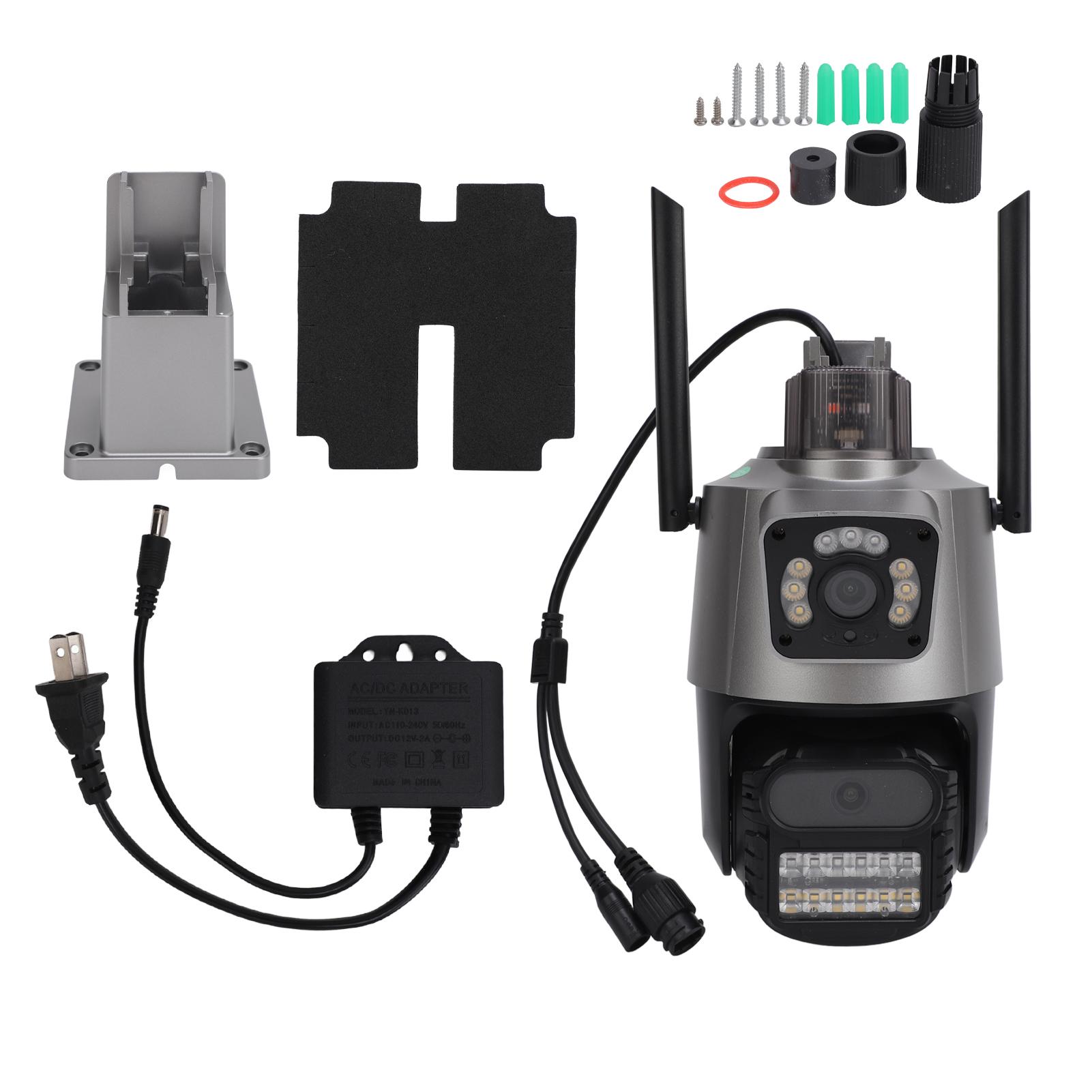 

Outdoor Security Camera 2.4Ghz WiFi Wireless 2 Lens PTZ Motion Detection Tracking Night Viewing 2 Wa US Plug