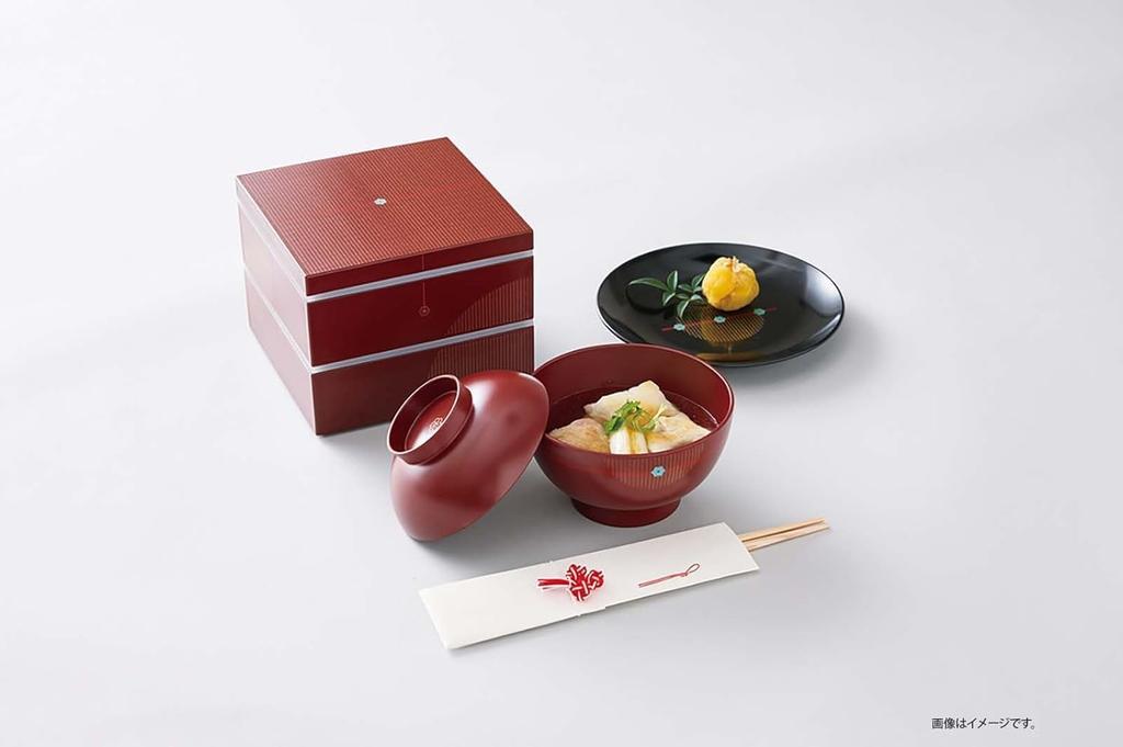 Takenaka Musubi 5.0-inch Two-Tiered Box (with inner bin) Vermilion T-56721
