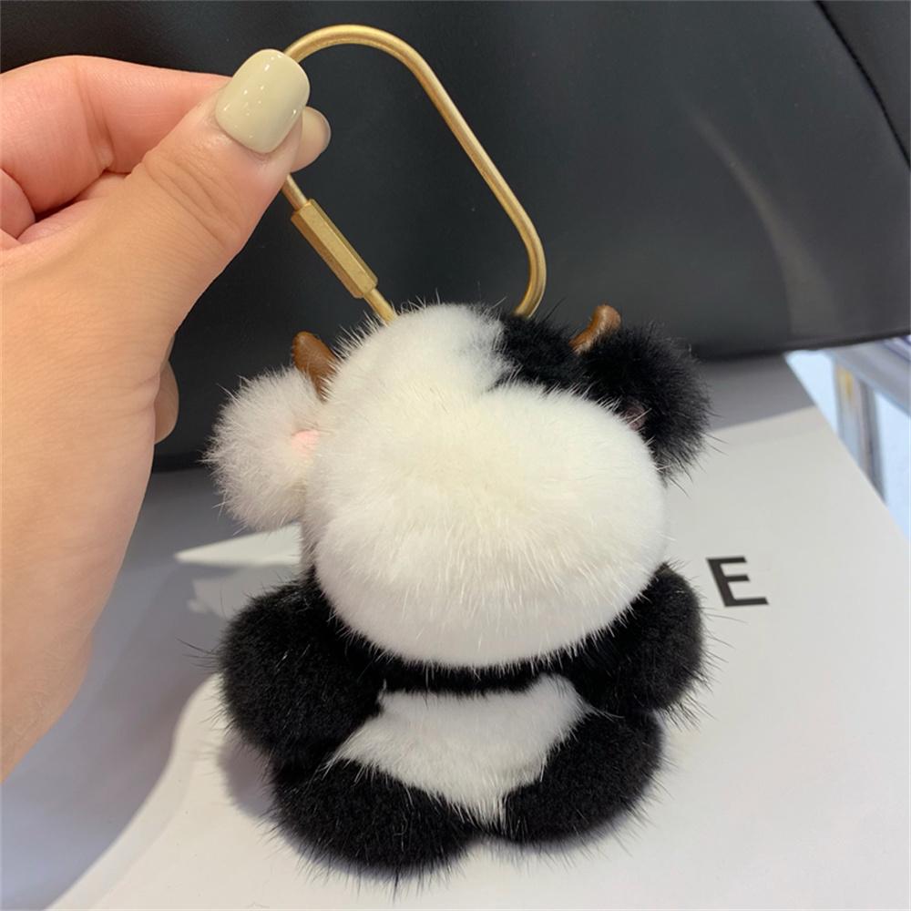 Mink Fur Bear Pendant Keychain For Women Bag Key Chain Pendant Keyrinngs Luxury Decoration Jewelry Bag Hanging Accessories Gifts