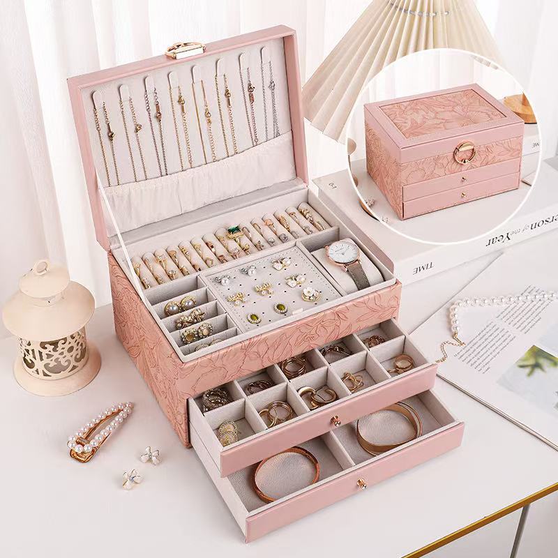 Jewelry Box Pattern Bracelet Storage Box Travel Large Capacity Jewelry Ring Necklace Packaging Box